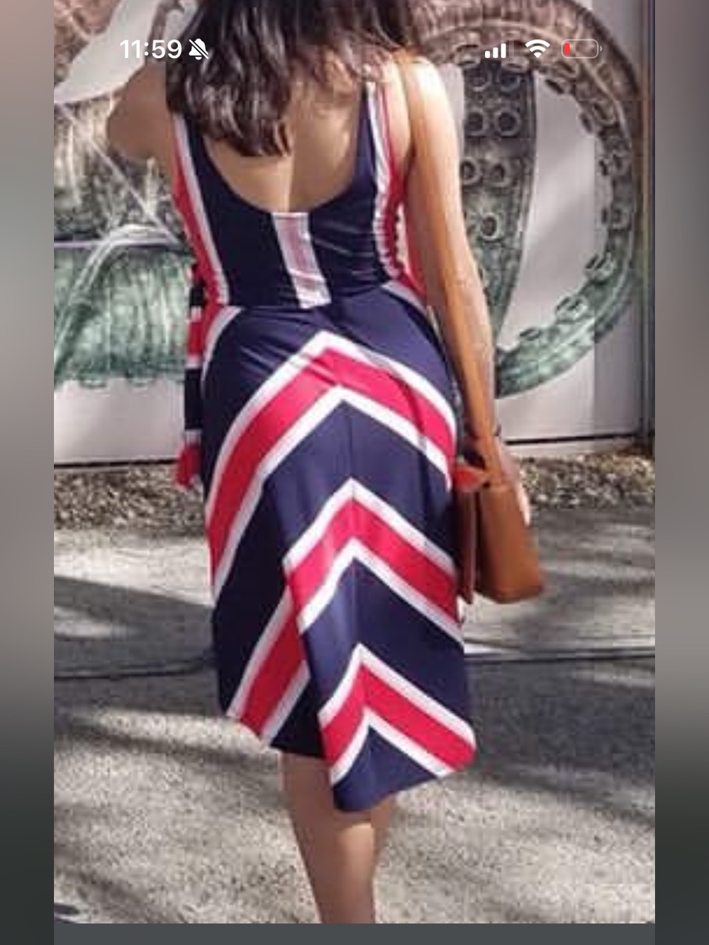 Express Navy Midi Dress with Pink and White Chevron Stripes